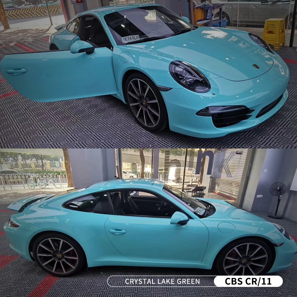 

CARBINS 1.52X18M Factory Price Crystal Lake Green Premium Quality High Glossy Car Wrap Vinyl With Air Bubble Free