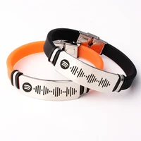 free engraving custom spotify music scan code couple bracelet men women personalized stainless steel bracelets engrave jewelry