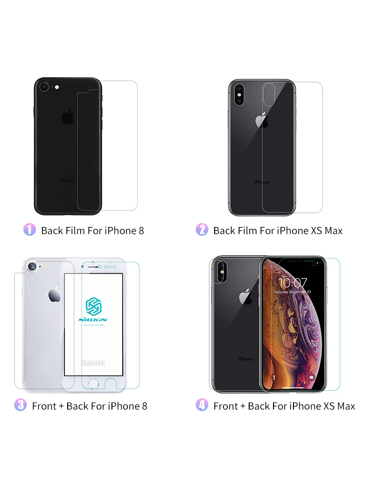 NILLKIN для iPhone XS Max задняя крышка из закаленного стекла для iPhone 8 9H взрывозащищенный HD прозрачный протектор экрана для iPhone8 стекло