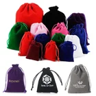 100 шт.лот 5x7, 7x9, 8x10, 10x12 см бархатные мешочки на шнурке и мешочки для ювелирных изделий Подарочные Упаковочные мешочки индивидуальный принт логотипа