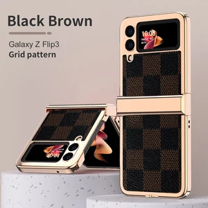 For Samsung Galaxy Z Flip 3 Phone Shell Z FLIP 3 Folding Screen Kevlar
Hinge 5G All-inclusive Anti-fall Protective Leather Case