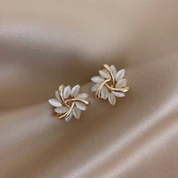 925 silver needle cat eye opal flower stud earrings earing women woman earring cute earrings womens jewelry with free shipping