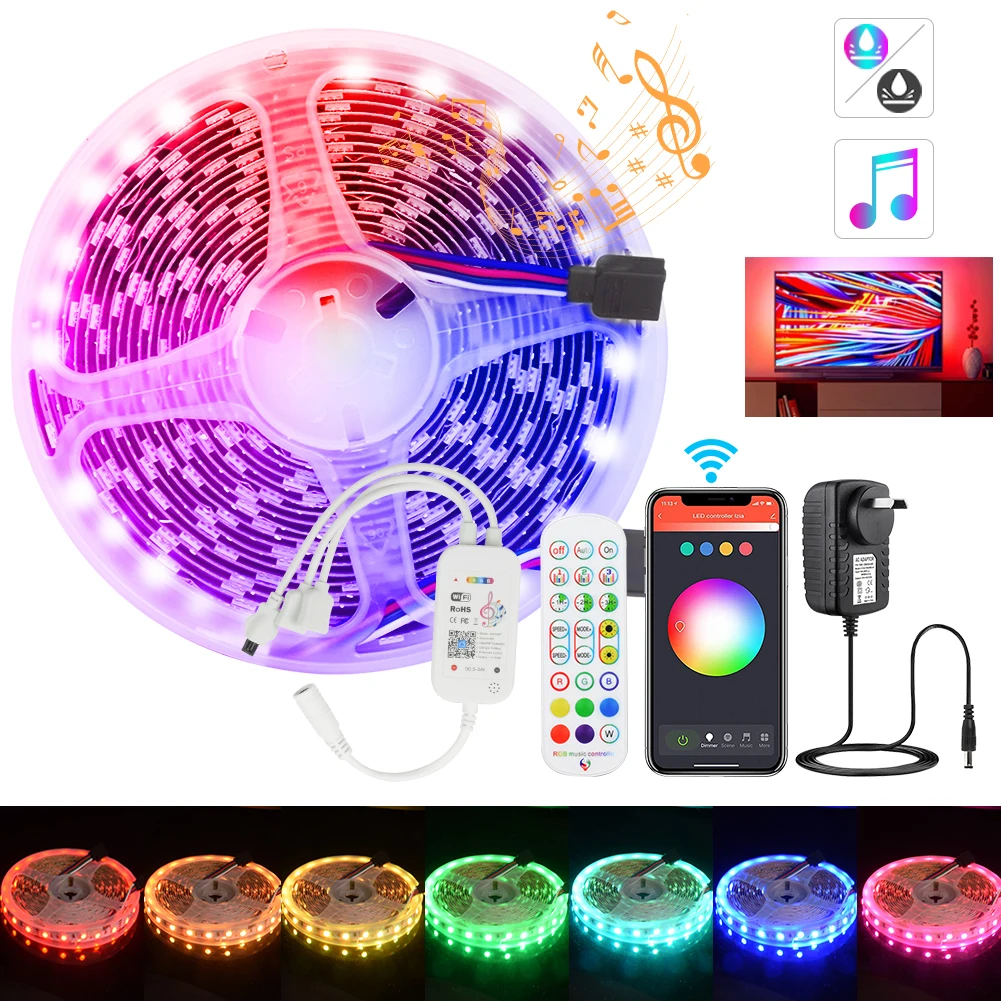 

RGB LED Light Strips Smart WIFI Controller Flexible RGB 5050 Decoration BackLight Lamp Night light Luminous String For Bedroom