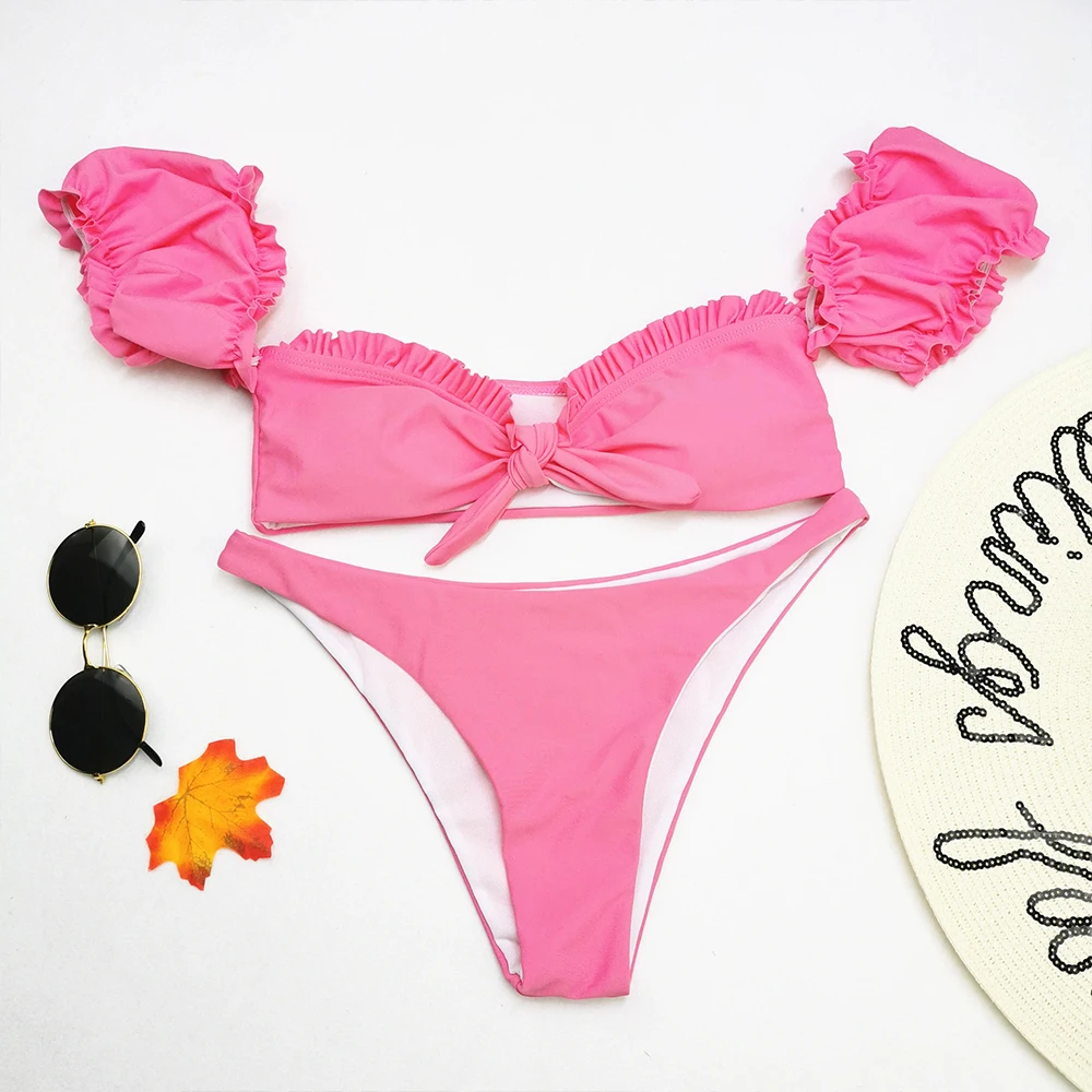 Бикини пуш-ап женское с открытыми плечами и коротким рукавом | Женская одежда