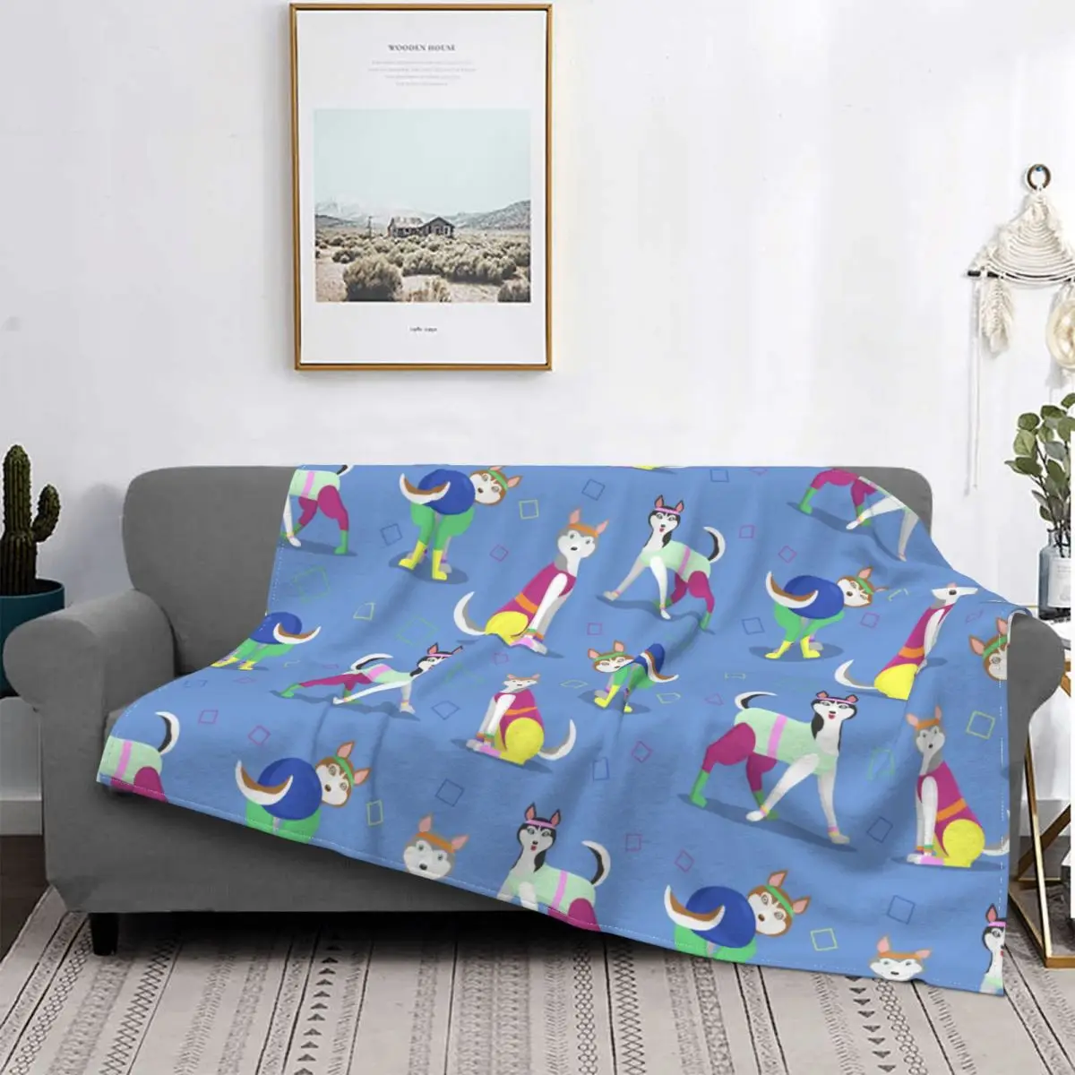 

Diseño azul con el fornido, manta de perros forro polar de felpa en color Coral verano lindo perro Ultra-suave manta de la cama