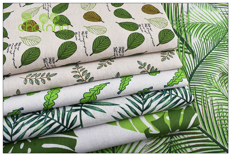 Chainho, серия Green Leaves, хлопковая льняная ткань с принтом для самостоятельного шитья и шитья дивана, скатерти, занавески, сумки, материал подушки