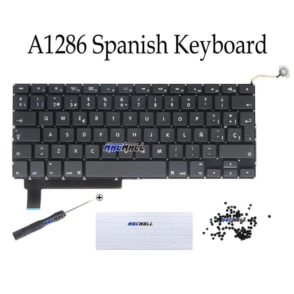 New For MacBook Pro 15" Unibody A1286 MB985 MB986 MC371 MC372 SP Spain Spanish Keyboard + Cover Screws 2009-2012 | Компьютеры и