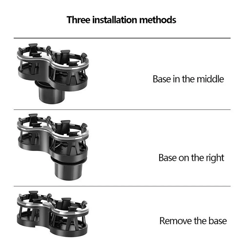 

Black Car Cup Drinking Holder SUV Truck Organizer Box Adjustable Car Cup Holder Double Hole