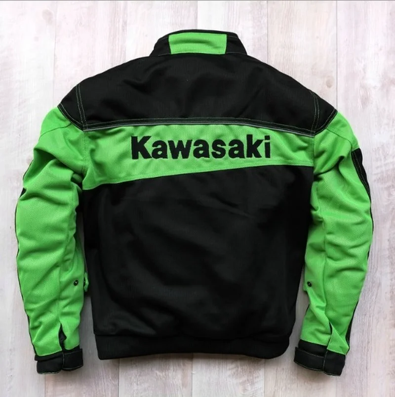

New Kawasaki Motorcycle Spring Summer Jacket Breathable Net Locomotive Engine Driving Anti-knight Clothes Bomber Jacket Men
