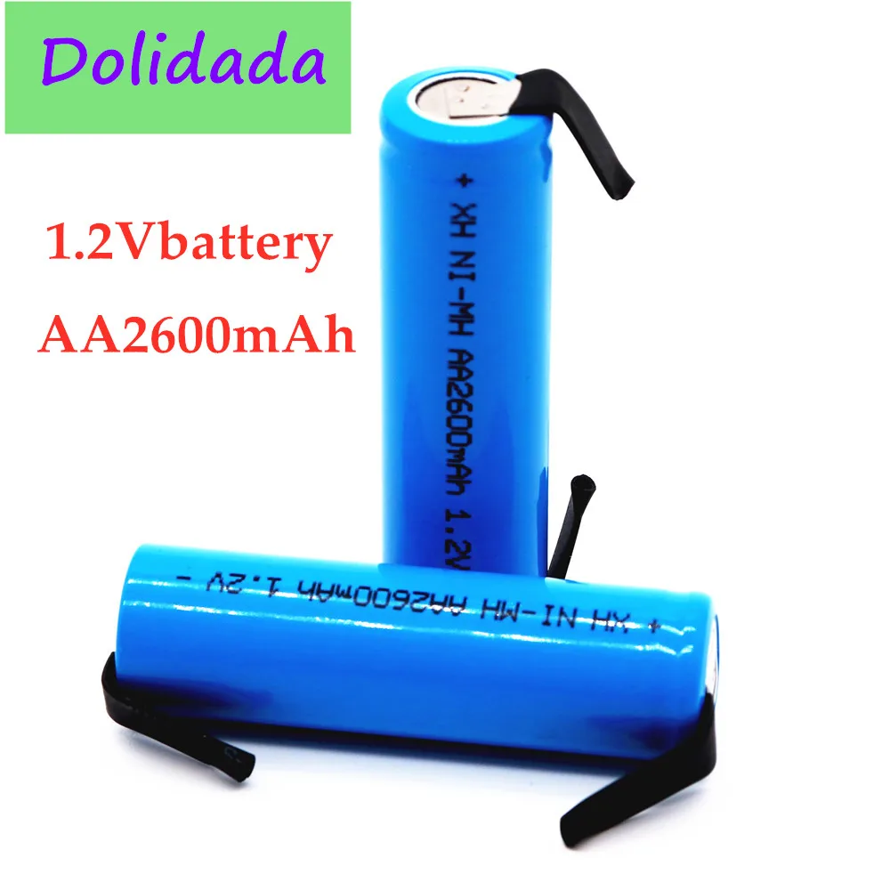 

2 - 20PCS Cell Pack 1.2V AA Battery 2600mAh, 2A Ni-MH, Blue Pin Housing for Philips Electric Shaver, Brus