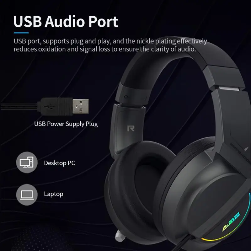 

LED Light Gaming Sports Headset USB Deep Bass HiFi Stereo Surround Sound Noise Canceling Headphone With Microphone Earphones