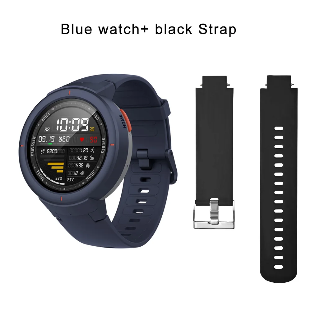 Глобальная версия Hua mi AMAZFIT Verge 3 gps умные часы IP68 AMOLED экран ответ на звонки умные часы мульти спортивные для mi 8 - Цвет: Black add blackstrap