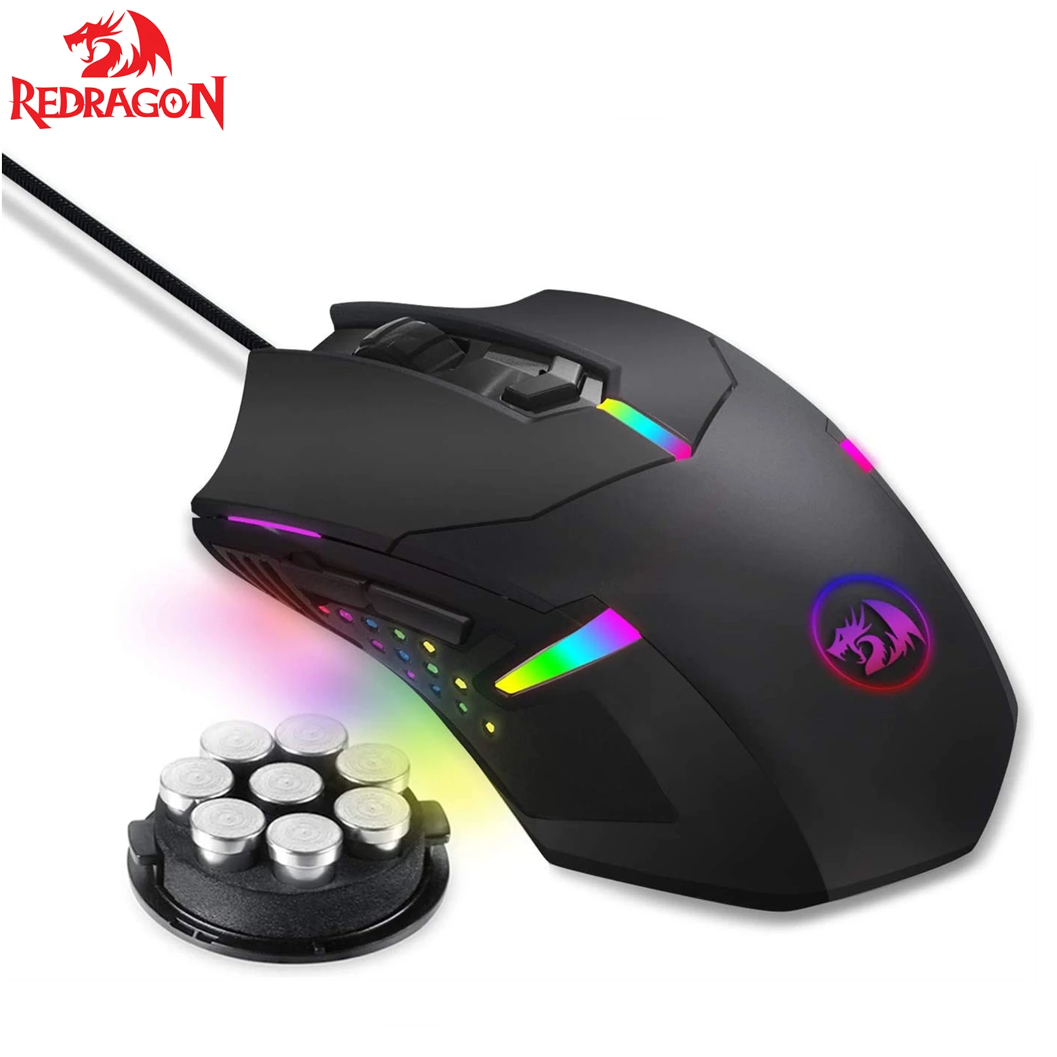 

Redragon M601 Gaming Mouse RGB Backlit Wired 7 Button Programmable Mouse Macro Recording Weight Tuning Set 7200 DPI for Windows