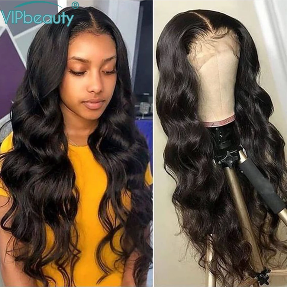 Body Wave 4x4 Lace Closure Wig Human Hair Wigs Pre Plucked Brazilian For Black Women Remy 150 Density Natural Color | Шиньоны и парики