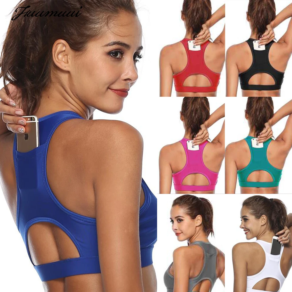 Fuumuui Йога спортивный бюстгальтер для тренажерного зала с карманом телефона