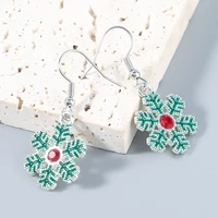 2021 wholesale christmas alloy diamond drop oil snowflake ear hook earrings ins wind trend earrings for women girl gift