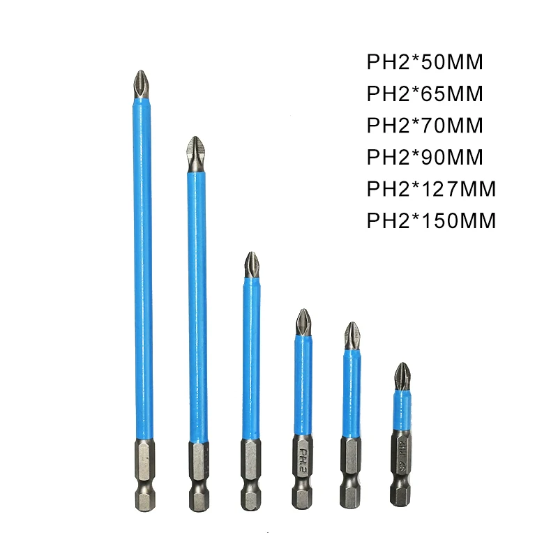 6PCHexagonal handle SWDPORT PH2 противоскользящее сверло для электродрели магнитные ручные инструменты биты точность шестигранный хвостовик 50 мм 65 мм 70 мм 90 мм 127 мм 150 мм бит - Цвет: 6PCHexagonal handle