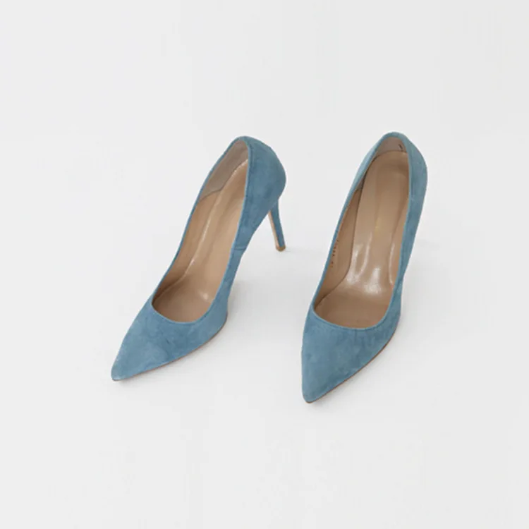 Туфли COWCOM2019 женские на высоком каблуке замшевые заостренный носок однотонные