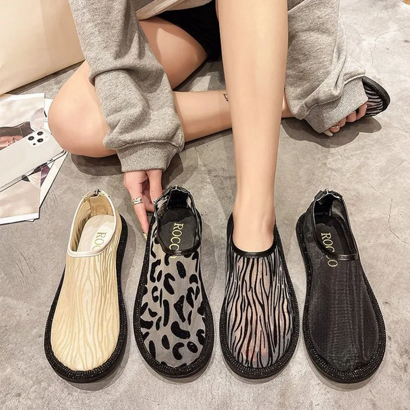 Gioio Spring 2021 flat loafer single shoe one foot muller shoes High Quality Ladies Black Sexy Leopard print fabric Footwear