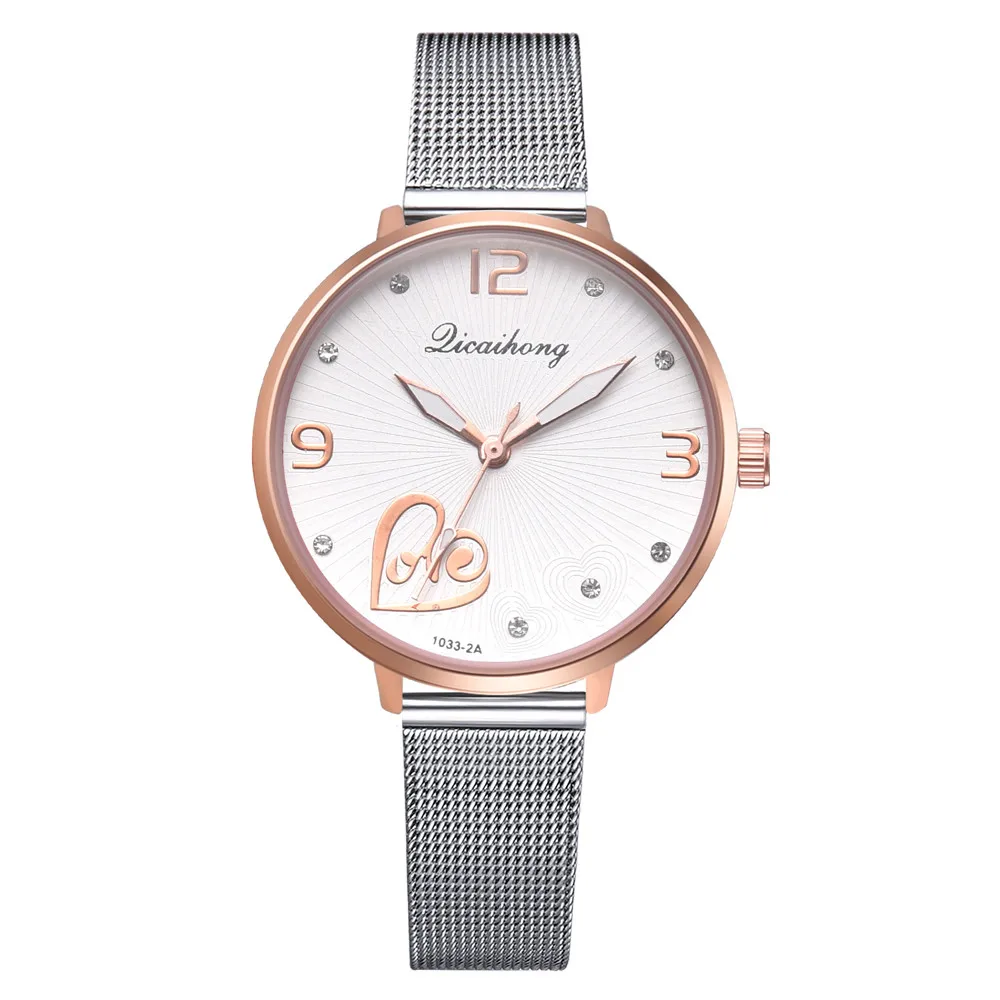 Роскошные модные Женские Часы из нержавеющей стали аналоговые кварцевые