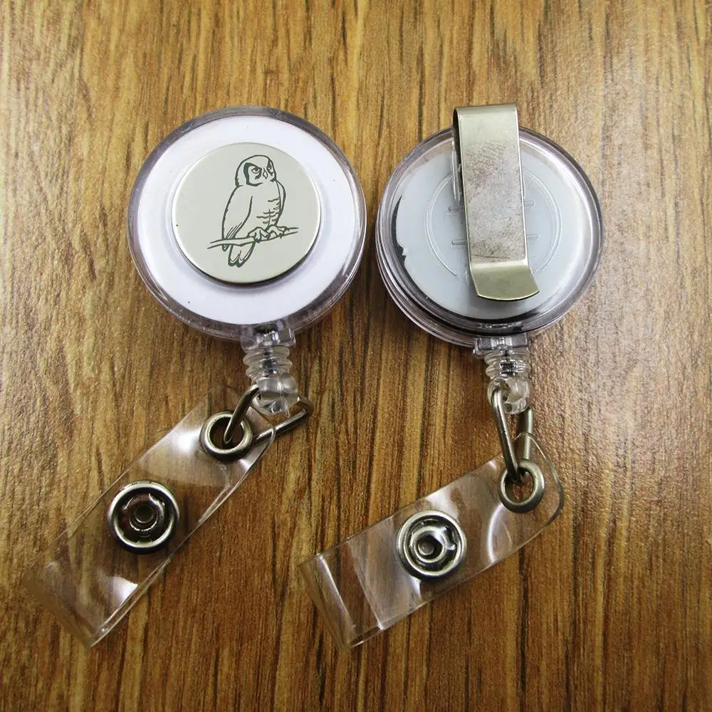 Owl ID Badge Reel gift for him/her friend family retractable recoil id badge holder work fun