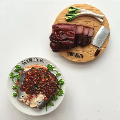 3D стерео китайская еда тарелка рыбы холодильник для мяса магнит кухонный