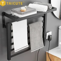 taicute useu plug bathroom electric towel rack warmer movable stainless steel heated towel dryer bath heater shelf black