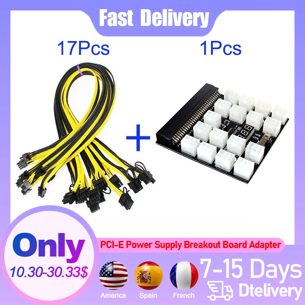 Профессия добыча PCI E Питание коммутационная плата адаптера набор 12/17 Порты 6Pin PSU