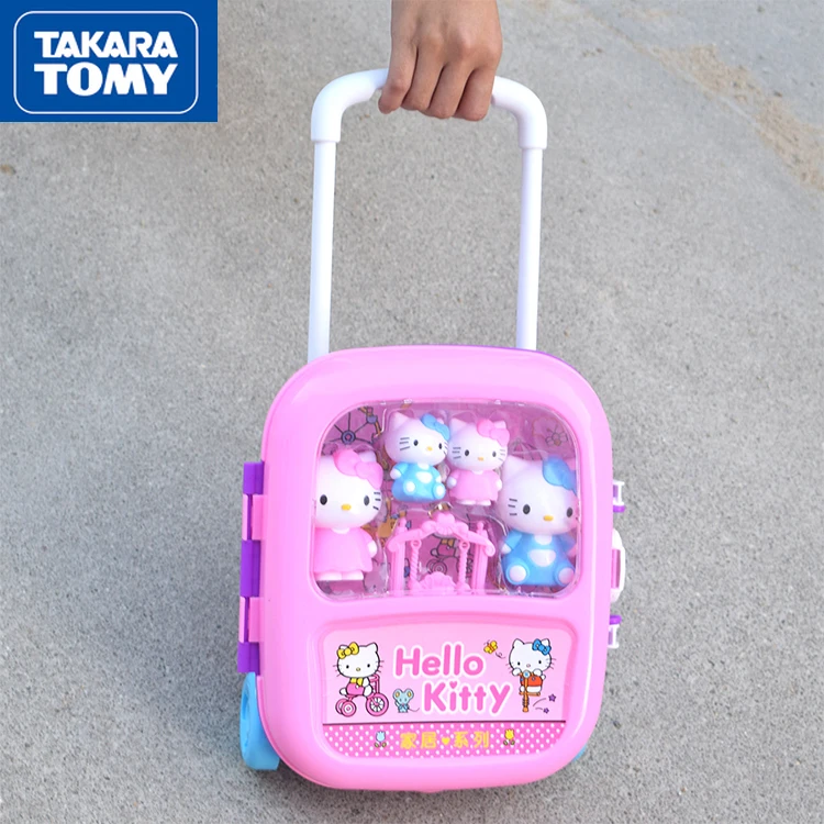 

TAKARA TOMY cute cartoon Hello Kitty simulation kitchen play house toy set simple creative children's suitcase travel