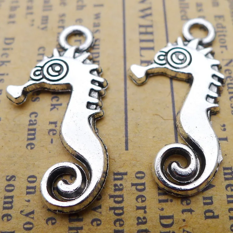 

10PCS/Lot 15mm*30mm Antique Silver Color Sea Horse Charm Handcraft For Jewelry Making DIY