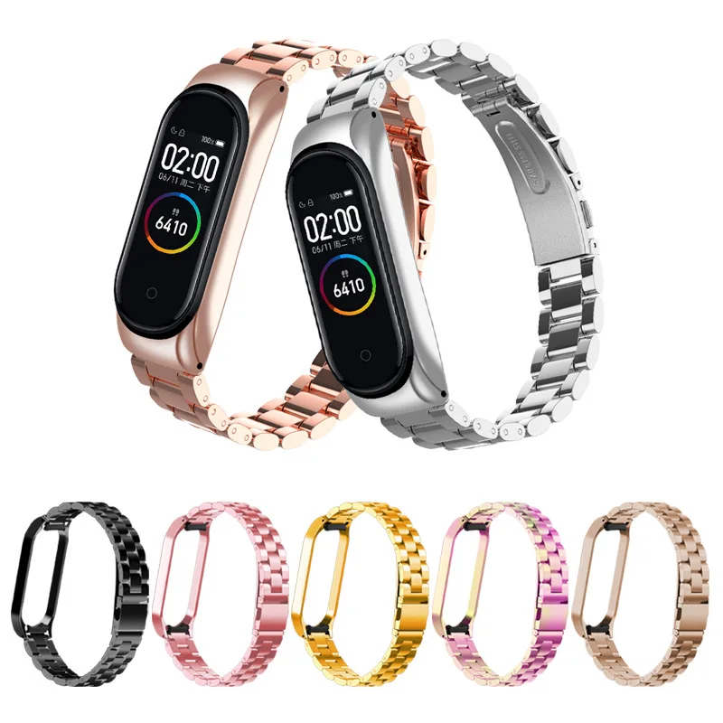 Ремешок из нержавеющей стали для часов Xiaomi Mi Band 3 4 роскошный спортивный сетчатый