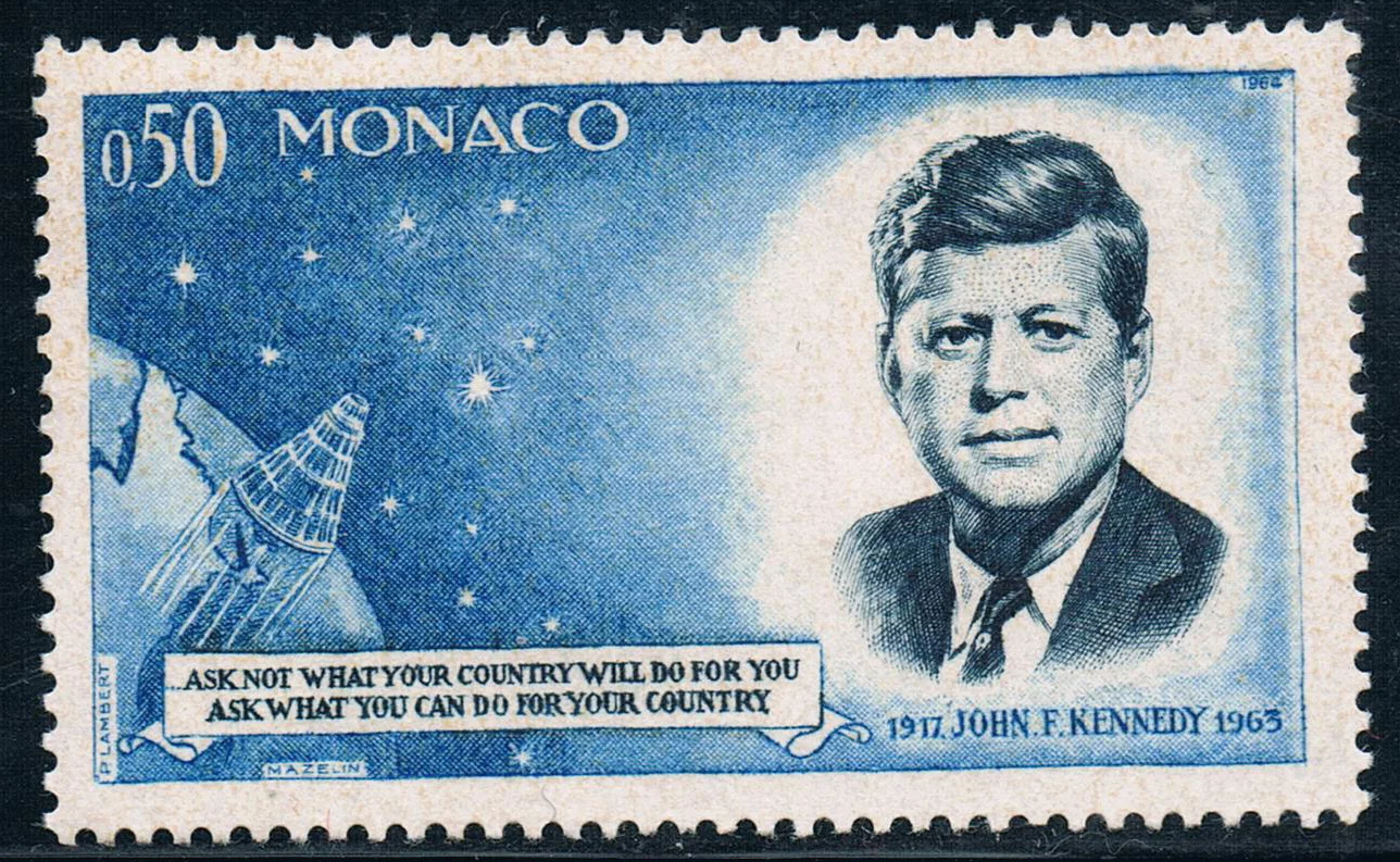 

1 шт./компл. Новый штамп почты Монако, 1964, штампы для скульптур президента США Кеннеди, MNH