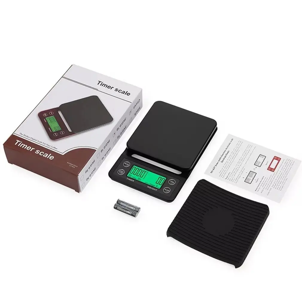 

5kg/0.1g Coffee Scale With Timer Portable Electronic Digital Kitchen Scale High Precision LCD Electronic Scales