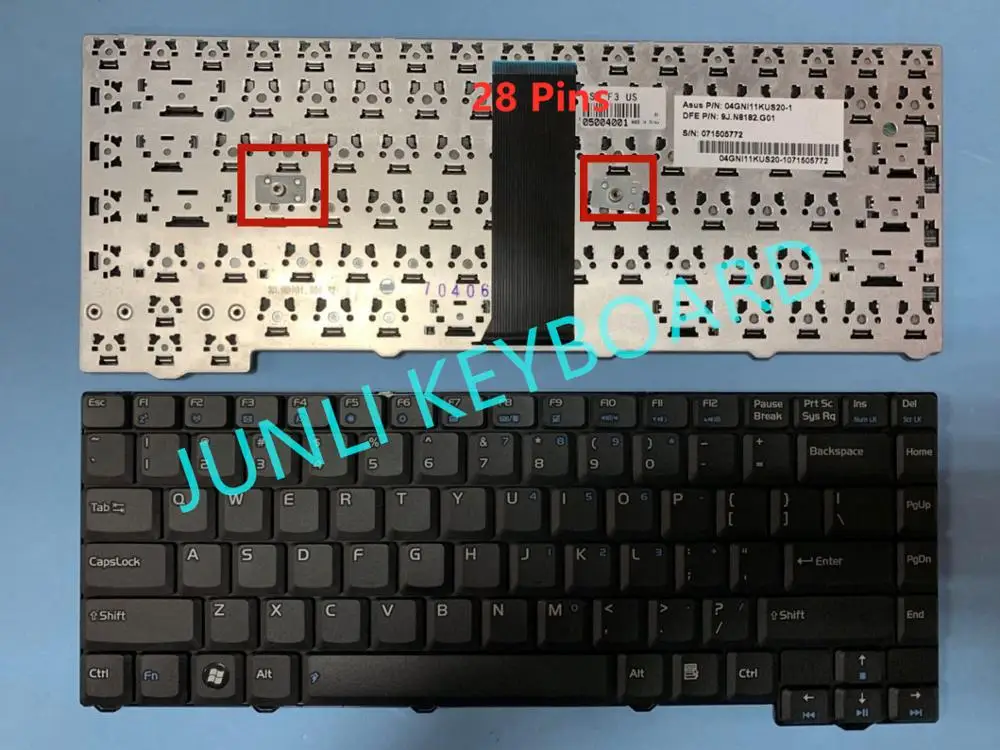 JUNLI клавиатура для оригинального Asus F2 F3 F3J F3U F3G F3K Z53U Z53 28pins 04GNI11KUS20-1 9j. N8182.g01 US черная