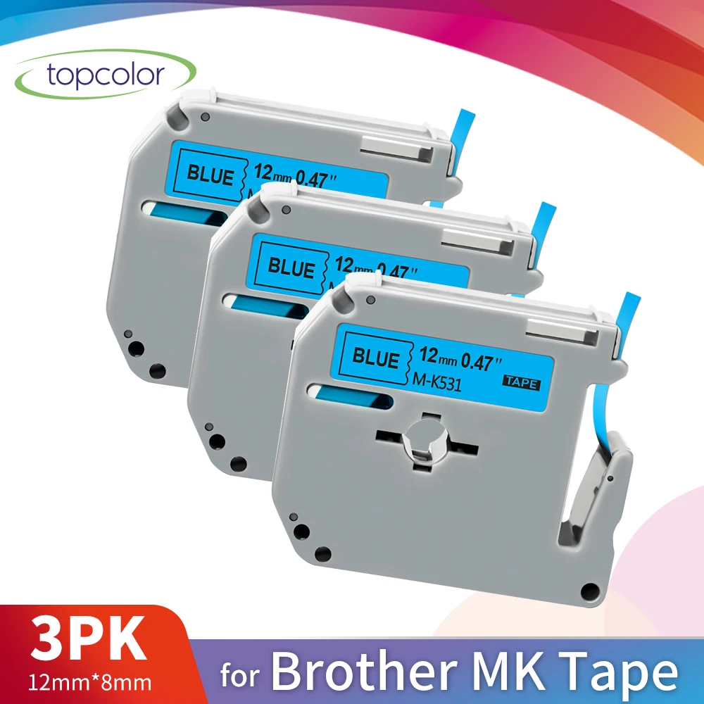 Topcolor черный на голубом MK-531 лента для принтера Замена Brother MK этикетка 12 мм MK531 M-K531