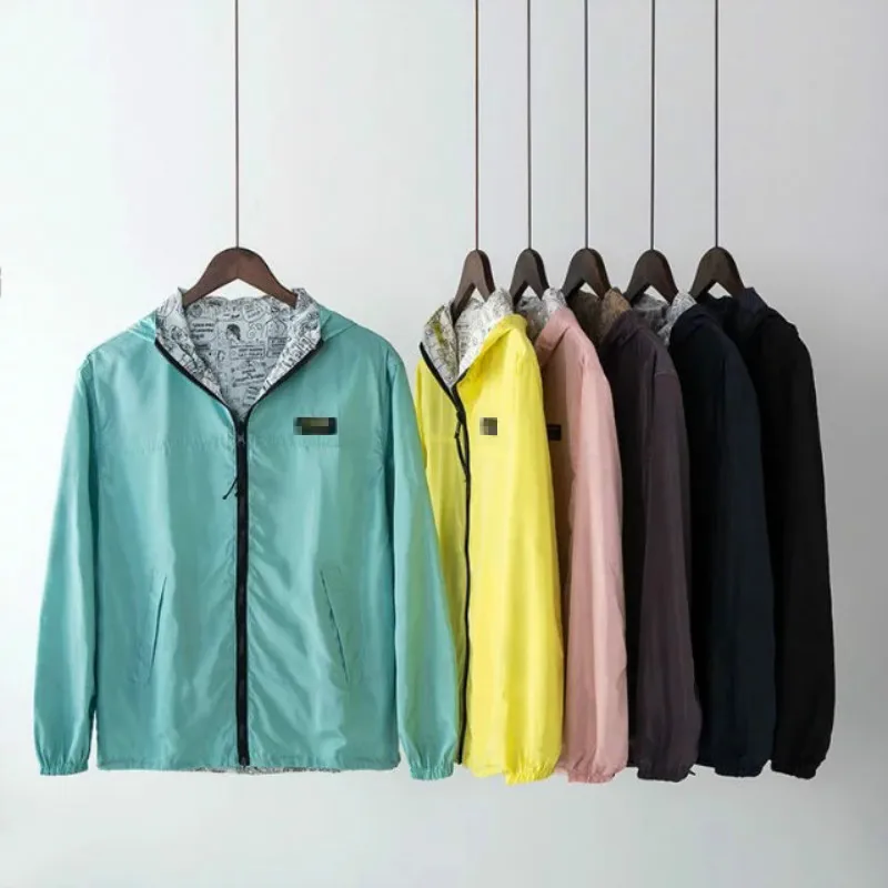 Куртка женская с капюшоном Повседневная ветровка базовая двухсторонняя на