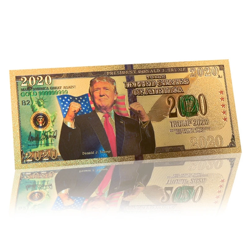 2020 президент дональдтрамп Золотая фольга для банкнот пластиковая позолоченная