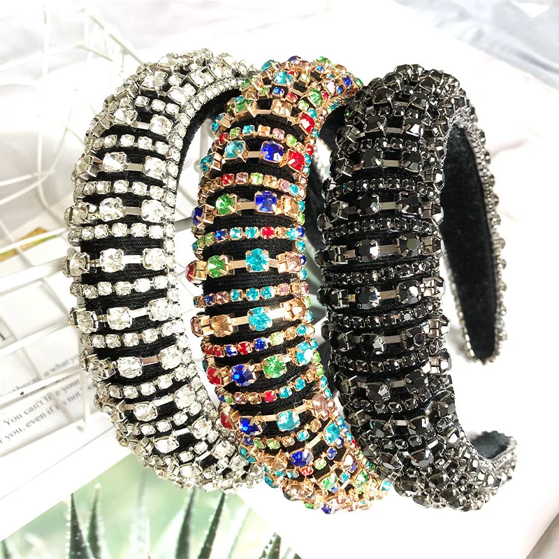 

Fashion Rhinestone Sponge Hair Accessories Headbands for Women Padded Hairband Luxury Baroque Headband Woman Party Headpiece