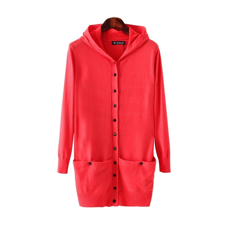 Knitwear Women's Cardigan Hooded Knitted Sweater Women Long Korean Cardigans Plus Size Coat Clothes 1688 KJ2756 |