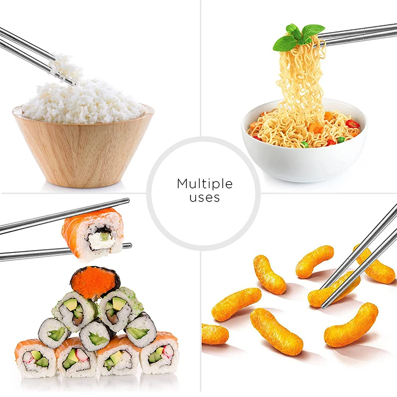 

Five Pairs 22cm Metal Non-Slip Design Retro Blue White Porcelain Pattern Stainless Steel Chopsticks JDZ Sushi Sticks Convenient