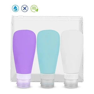 2pcs/set  Reusable Silicone Shampoo Bottle Travel Lotion Cream Bottles Packing Press Bottle Portable Cosmetic Container