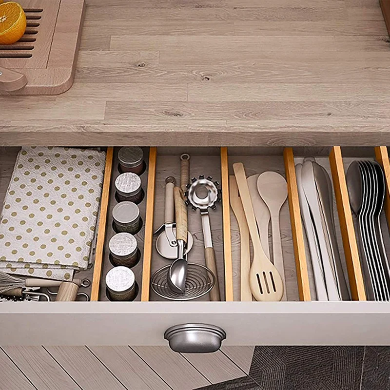 Регулируемые расширяемые разделители бамбуковые ящики ящиков органайзеры из