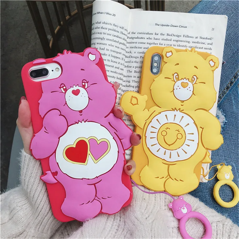 3D мультяшный цветной коричневый медведь силиконовый чехол для iPhone 11 pro max X XS MAX XR 7 8 6 6s Plus милый чехол для телефона чехол s