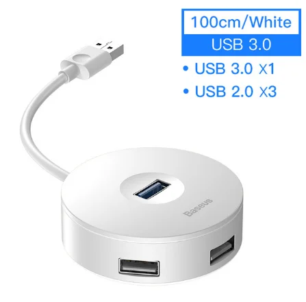 BASUES USB C док-станция USB 3,0 концентратор разделитель несколько USB хаб Тип C концентратор 2,0 мульти хаб расширитель 4 Порты и разъёмы хаб для портативных ПК - Цвет: 100cm White USB 3.0