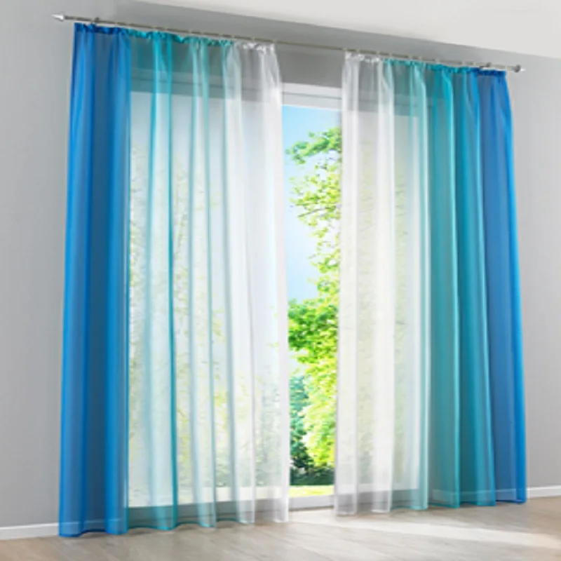 

2pcs/set Decorative Tulle Simple gradient Curtain window Blue Orange Gray Semi-blackout veranda for Kitchen living room bedroom