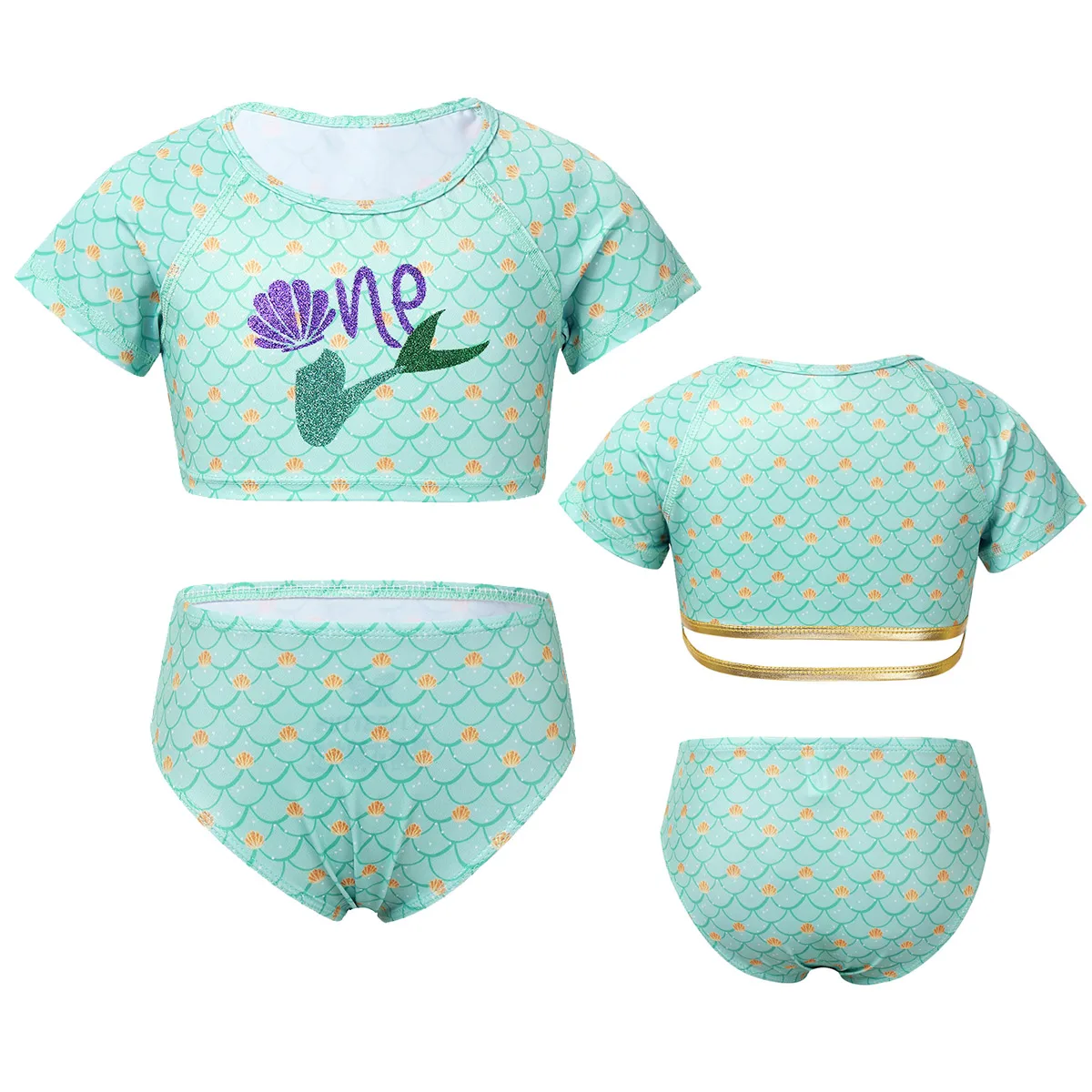 Детский нарядный пляжный комплект для девочек танкини Блестящий купальный