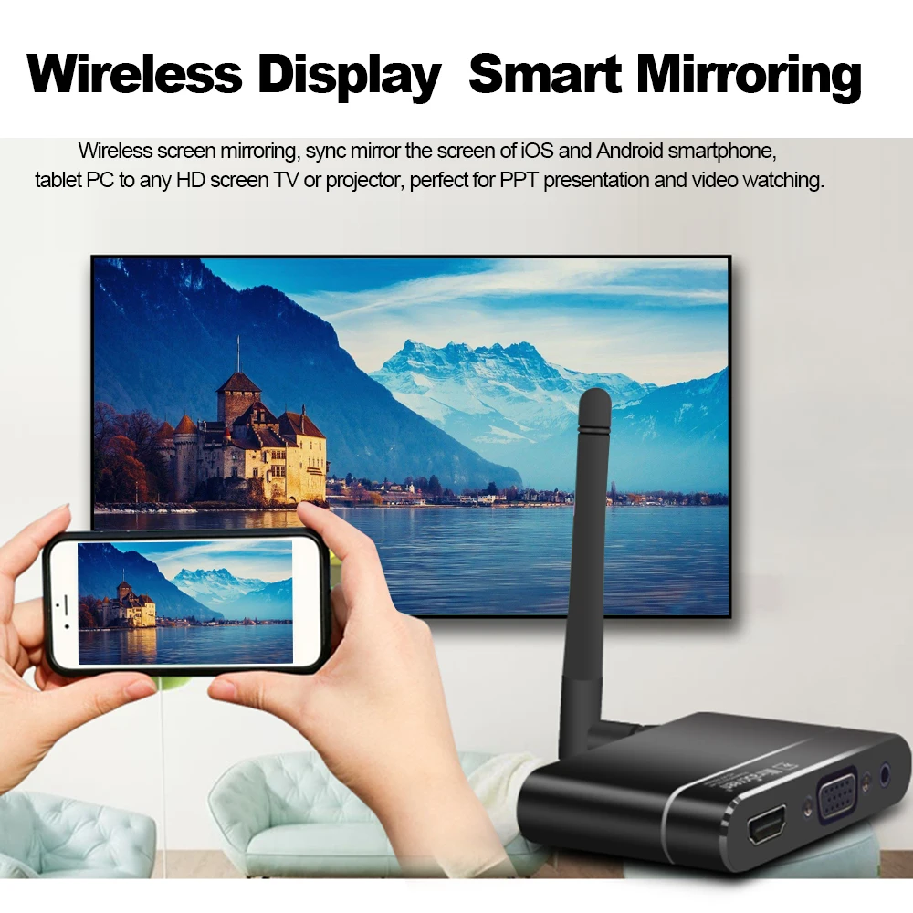 Беспроводной Wi Fi HD 1080P HDTV VGA AV адаптер дисплея Miracast Airplay DLNA экран зеркальное