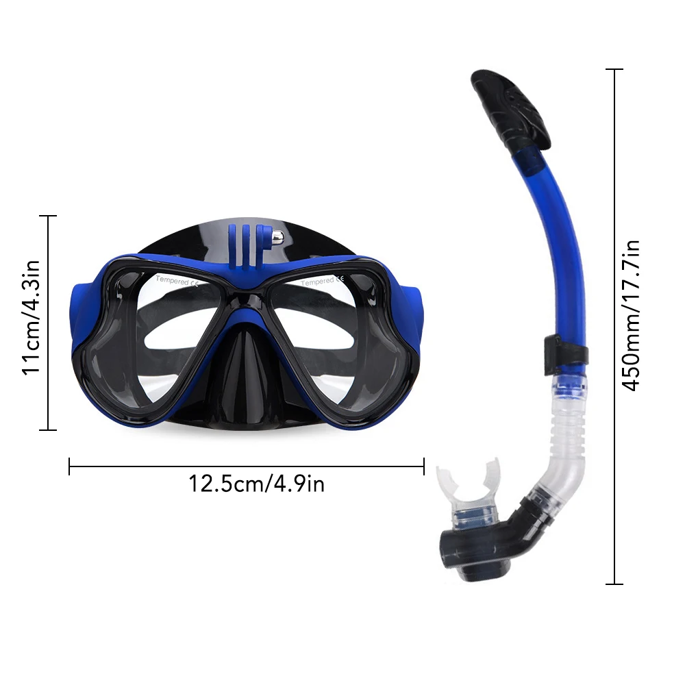 

Diving Snorkel Mask Set Snorkeling Gear Scuba Diving Equipment Foldable Snorkel Goggles Anti Fog Tempered Glass Snorkel Goggle