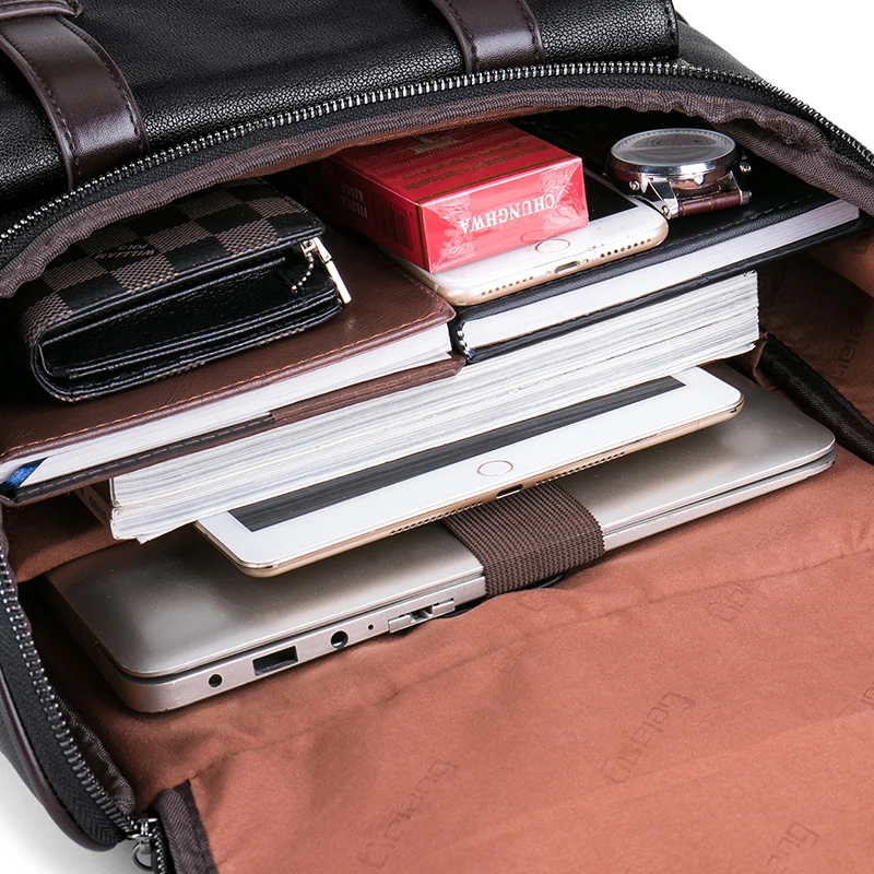 Мужской кожаный рюкзак LIELANG повседневный школьный для колледжа простой дизайн |