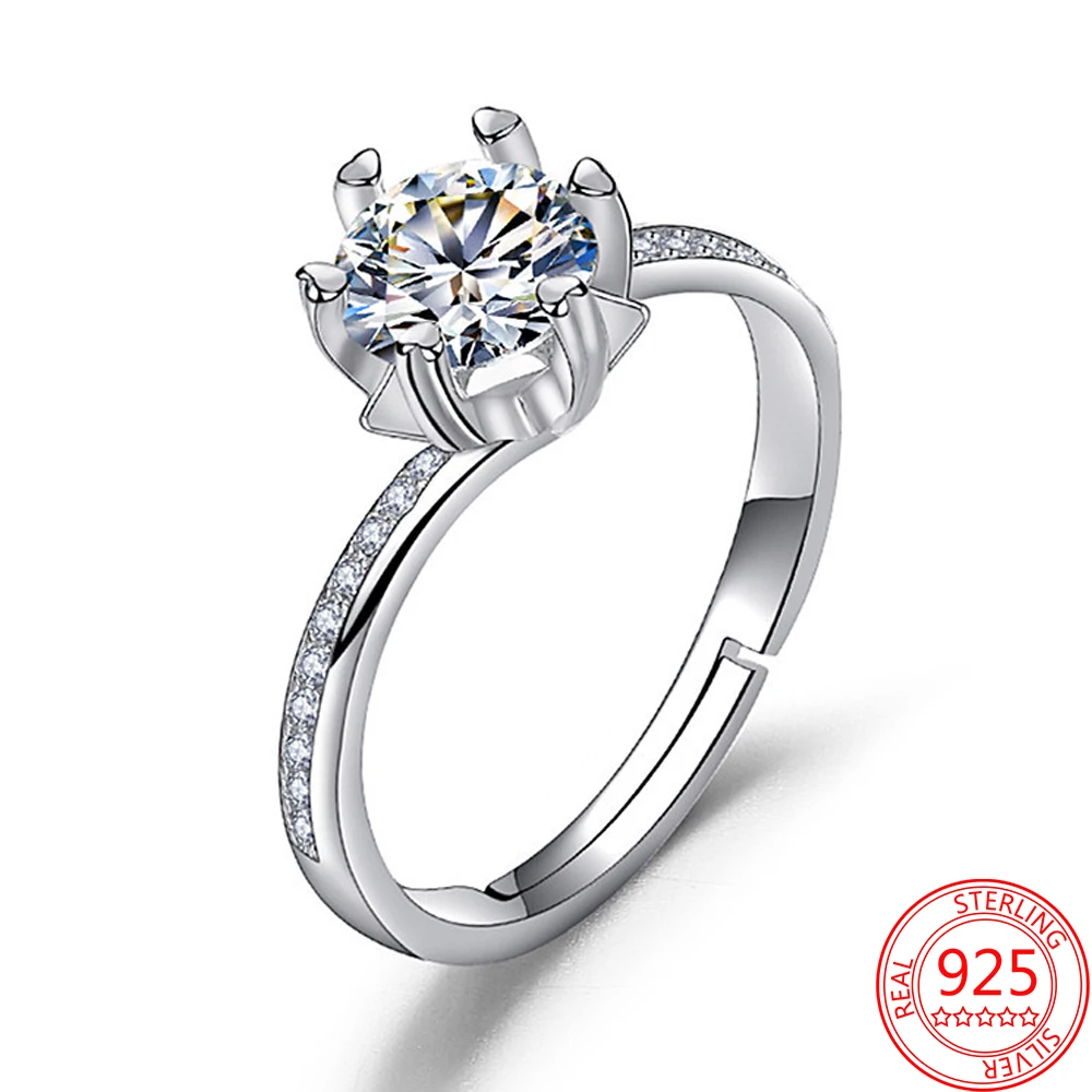 

Женское кольцо из серебра 925 пробы, с муассанитом и снежинкой